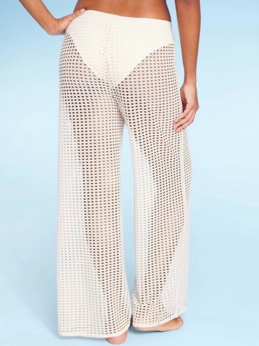 Wide-Leg Crochet Cover-Up Pants in Cream by shade and shore